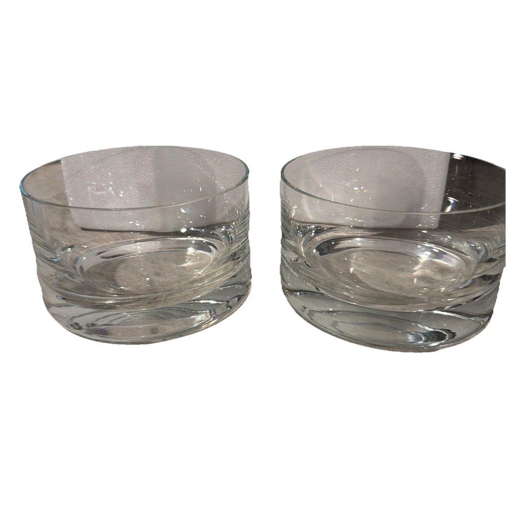 Vtg Set Of 2 Krosno Poland Glass Bowls